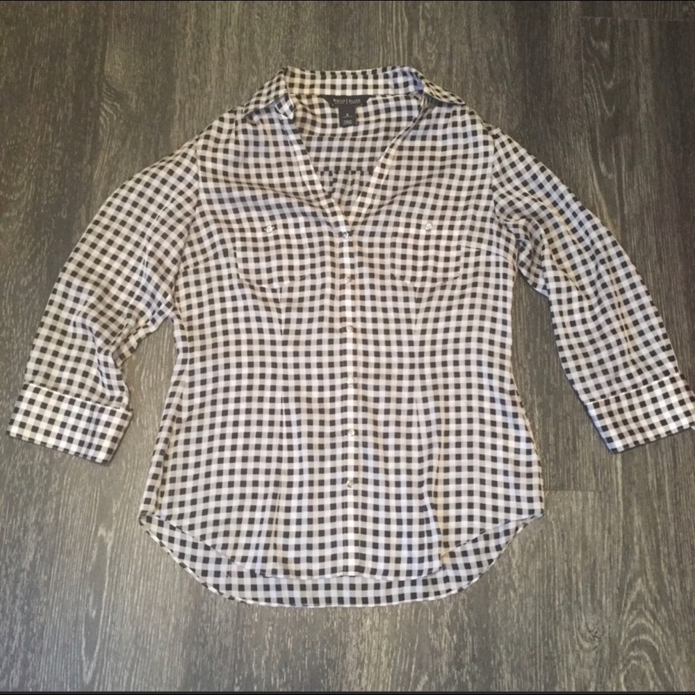 Gingham black & white blouse